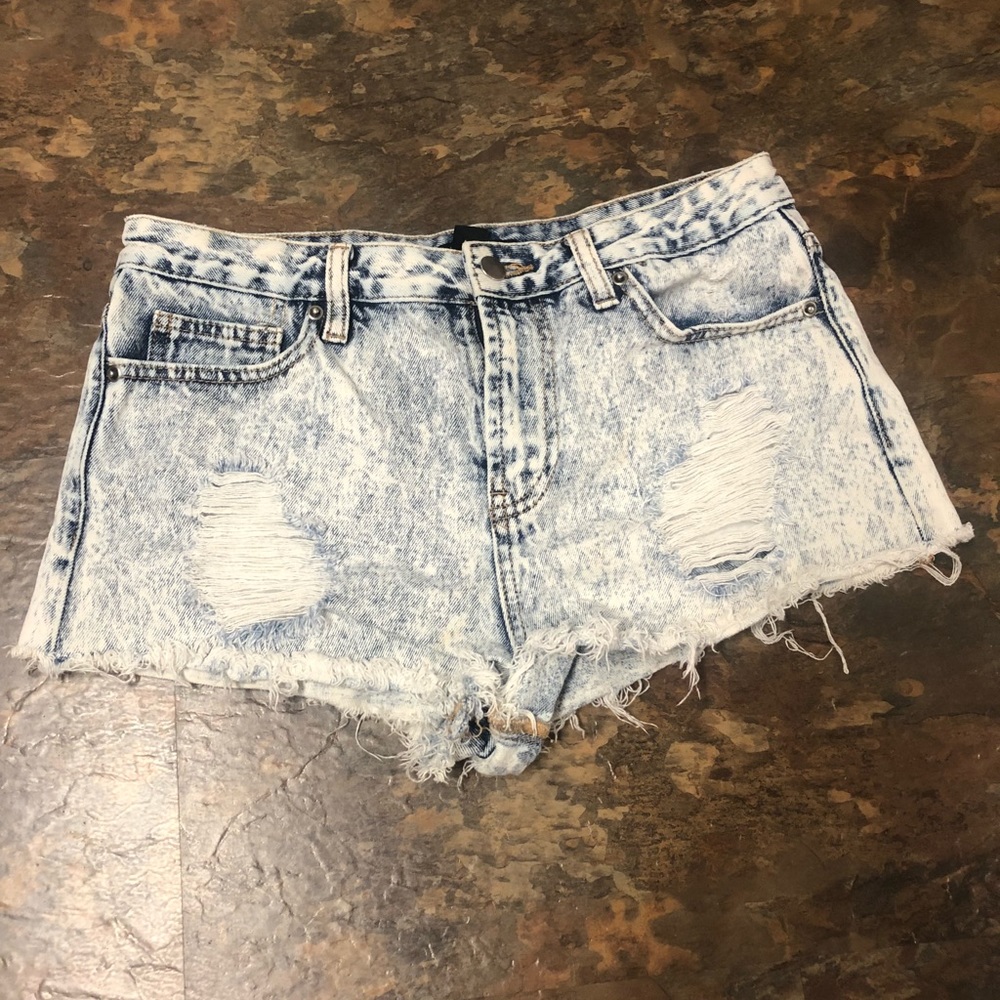 Acid was denim shorts
